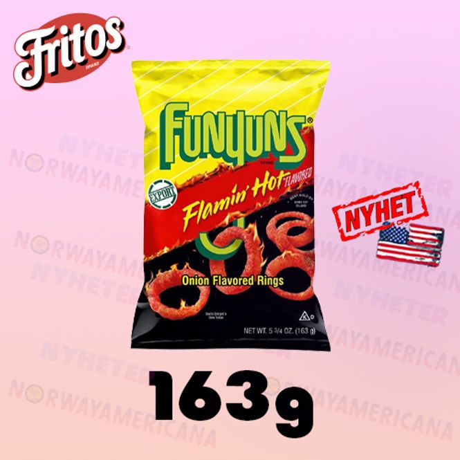 Hovedbilde Funyuns Onion Rings Flamin Hot 163g*8st