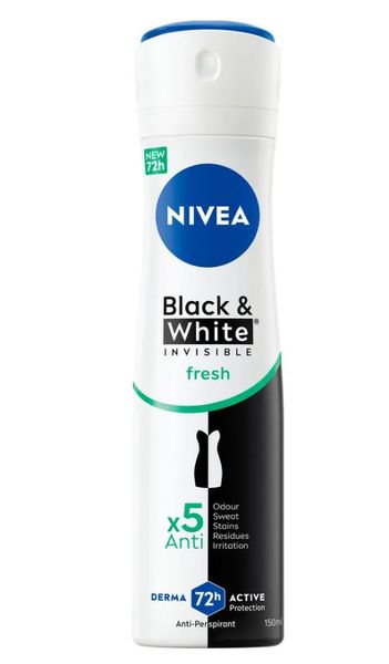 Nivea Deo- Spray Black& White Fresh Kvinne 150ml*6st.